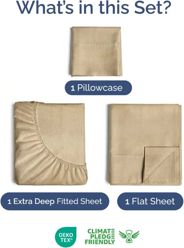 Vista 391 de Extra Deep Twin XL Sheet Set - 3 Piece College Dorm Room - White 01-Blanco