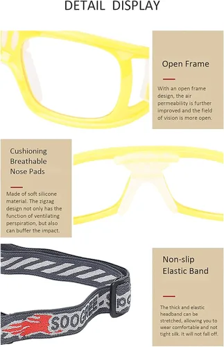 Vista 5 de SooGree - Gafas deportivas profesionales para hombres y mujeres, para raquetbol, baloncesto, fútbol, deportes, gafas protectoras antivaho y golpes
