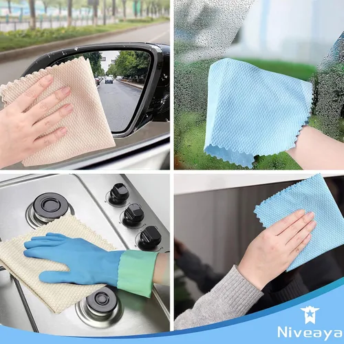 Vista 9 de Niveaya 20 paños de limpieza milagrosos sin rayas, paños multifuncionales reutilizables sin pelusas, paño de limpieza de vidrio a nanoescala
