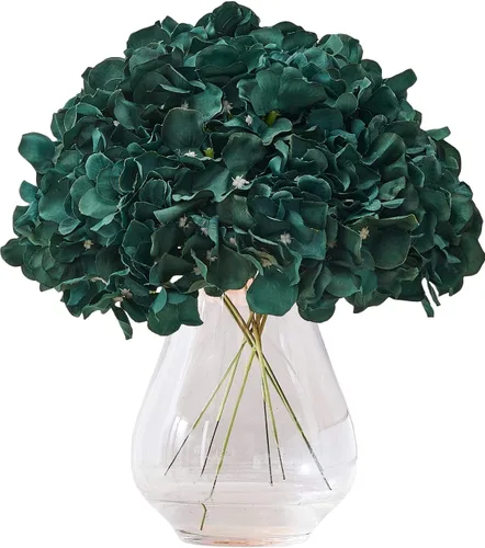 Vista 67 de Flores de hortensias artificiales rosa polvoriento, 10 cabezas de flores de seda de hortensia falsas para centros de mesa de boda, ramos de 10