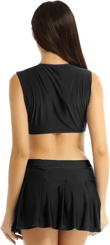 Vista 3 de Oyolan Conjunto de 2 piezas para mujer, con estampado de animadora, vestido de animador
