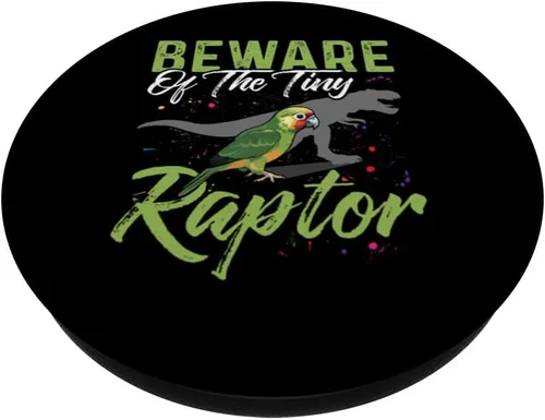 Vista 2 de Beware Of The Tiny Raptor Conure - Camisa con diseño de mejilla verde PopSockets PopGrip estándar
