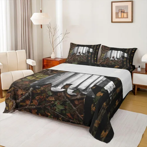 Vista 12 de Erosebridal Happy Camping - Juego de sábanas tamaño individual para niños, diseño de animales del bosque del bosque, para bebés, niños y niñas