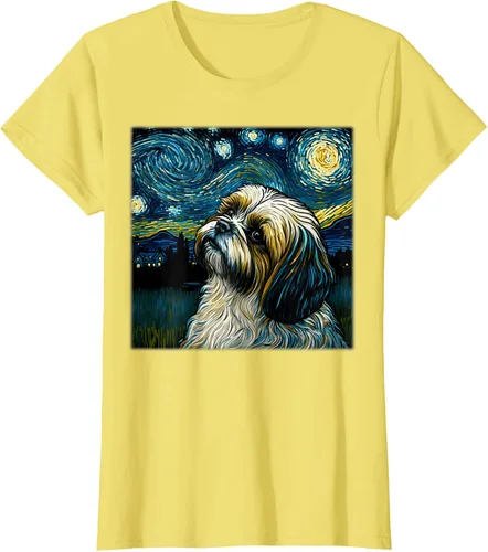 Vista 67 de Camiseta Surrealism Starry Night Shih Tzu Dog