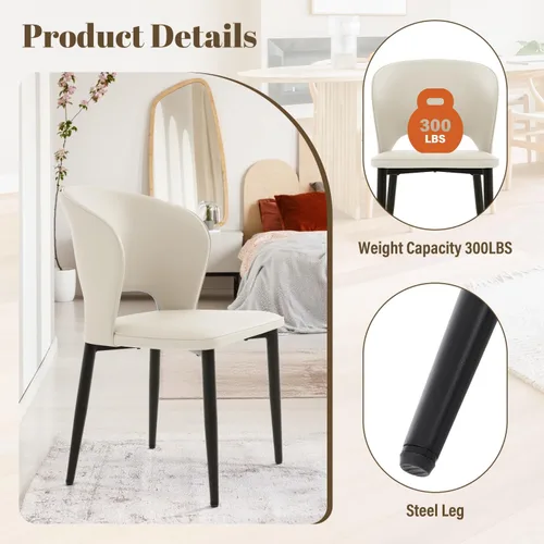 Vista 3 de Homcosan Juego de 2 sillas de comedor, modernas sillas de cocina con estructura cruzada y exquisito diseño de tuberías, fácil montaje, sillas