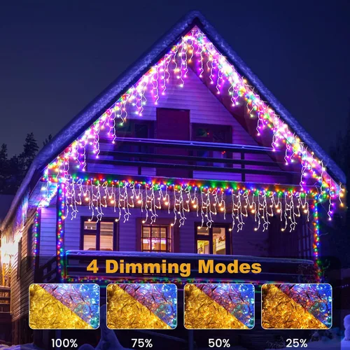 Vista 5 de Luces de Navidad de 131 pies para exteriores, 1680 luces LED impermeables con 8 modos, luz de cadena con aplicación y control remoto para Blanco