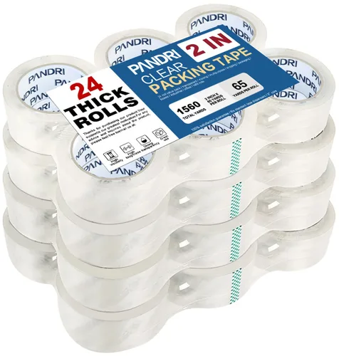 Vista 8 de PANDRI Cinta de embalaje transparente, 24 rollos de cinta de embalaje resistente para envío, embalaje, mudanza y sellado, 1.88 pulgadas de ancho, 65