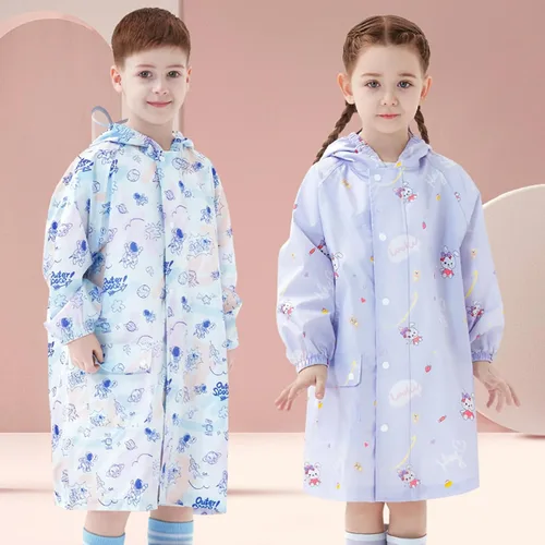 Vista 4 de Chubasqueros para niños, poncho de lluvia para niñas, ropa de lluvia para niños
