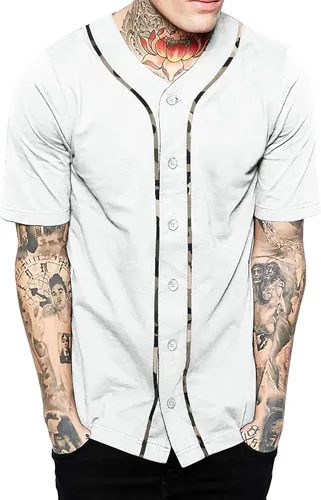 Vista 15 de Hat and Beyond camiseta de béisbol para hombre con botones hipster hip hop