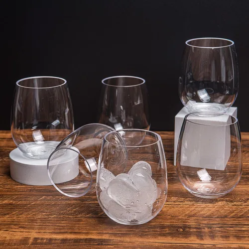 Vista 5 de KOXIN-KARLU Vasos de vino clásicos de acrílico sin tallo, de 18 onzas, vaso de plástico irrompible, juego de 6 vasos transparentes