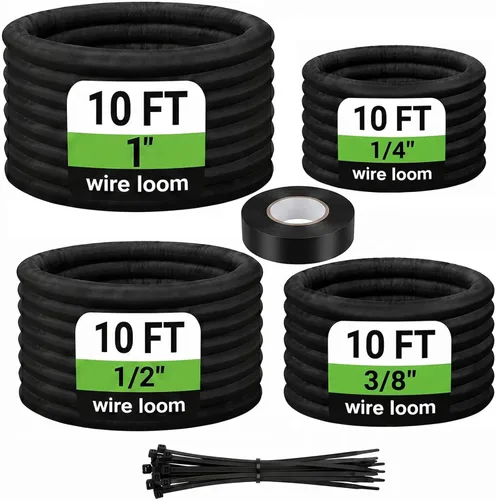 Vista 10 de Funda de organización de cables divididos de 10 pies, protector de cable de telar de alambre para cables de arnés automotriz de alta temperatura