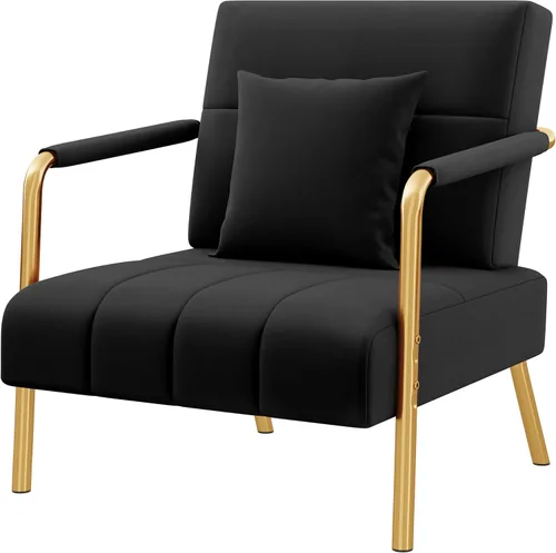 Vista 10 de Yaheetech Sillón decorativo de terciopelo de 30 pulgadas con marco dorado