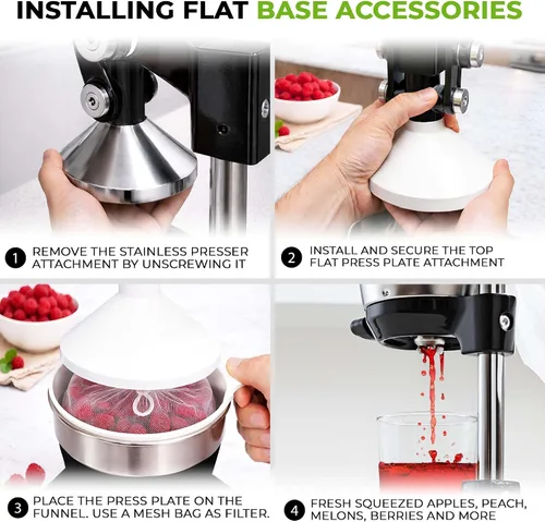 Vista 4 de Zulay Kitchen Puplerizer Exprimidor de hierro fundido 9 en 1, exprimidor manual de servicio pesado fácil de limpiar con accesorio prensatelas