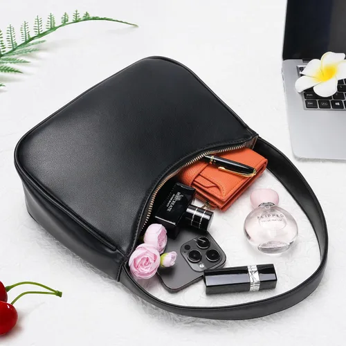 Vista 3 de Bolsos de hombro para mujer, elegante bolso tipo Hobo pequeño con cierre de cremallera