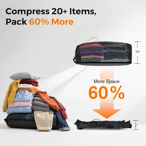 Vista 3 de Aerogogo ReZip - Bolsas de vacío para equipaje de viaje, bolsas de compresión reutilizables, cubo de embalaje con sellado al vacío para embalaje