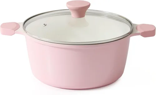 Vista 16 de SENSARTE Olla de cerámica antiadherente con tapa, olla de cocción de inducción de 4.5 cuartos de galón con tapa de vidrio templado, olla