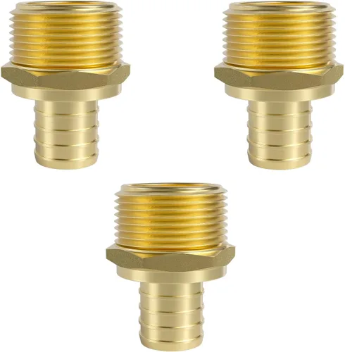 Vista 20 de SUNGATOR Paquete de 2 adaptadores machos Pex de 1 pulgada, latón sin plomo, accesorios Pex de 1 pulgada