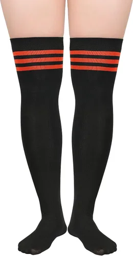 Vista 3 de Century Star Calcetines altos hasta el muslo para mujer, calcetines largos por encima de la rodilla, para atleta, casual, a rayas, hasta la rodilla