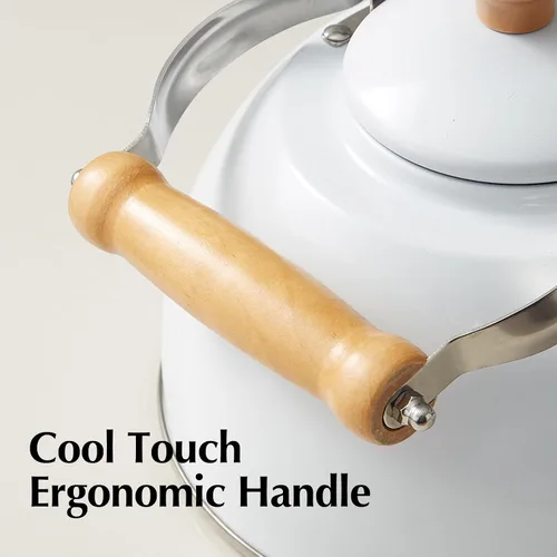 Vista 15 de ROCKURWOK - Tetera de estufa, tetera con mango ergonómico de tacto frío, tetera de acero inoxidable de grado alimenticio, tetera de estufa, tetera