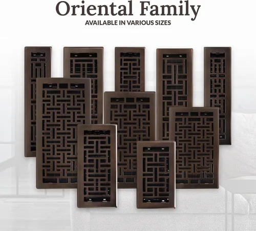Vista 10 de Decor Grates Registro de suelo oriental AJH212-RB, 2 x 12 pulgadas, acabado de bronce frotado