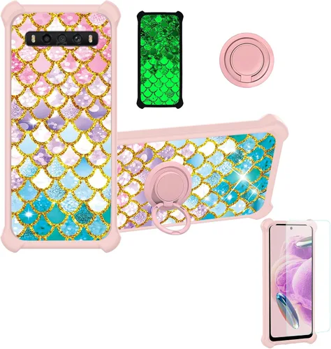 Vista 14 de jioeuinly Cricket Ovation 2 - Funda compatible con AT&T Maestro Max (2021) con protector de pantalla de vidrio templado, policarbonato duro +