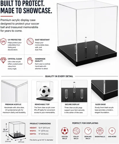 Vista 2 de OnDisplay - Vitrina de acrílico transparente para pelotas de fútbol