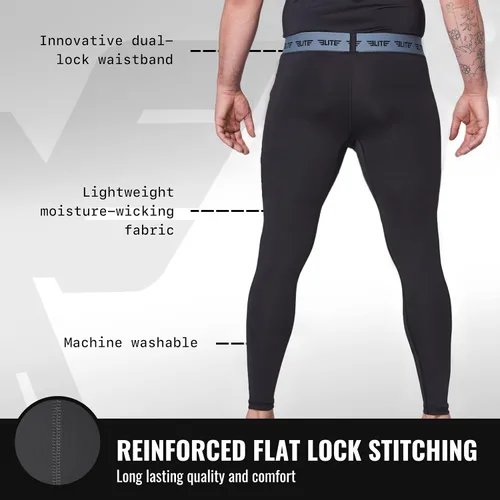 Vista 3 de Elite Sports Leggings BJJ Spats para hombre, los mejores pantalones de compresión Jiu Jitsu MMA sin Gi Spat para hombre