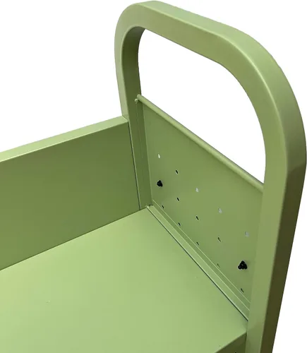 Vista 7 de Workington Carrito de libros con 3 estantes planos, carrito de libros de biblioteca con ruedas giratorias bloqueables 3001, verde manzana