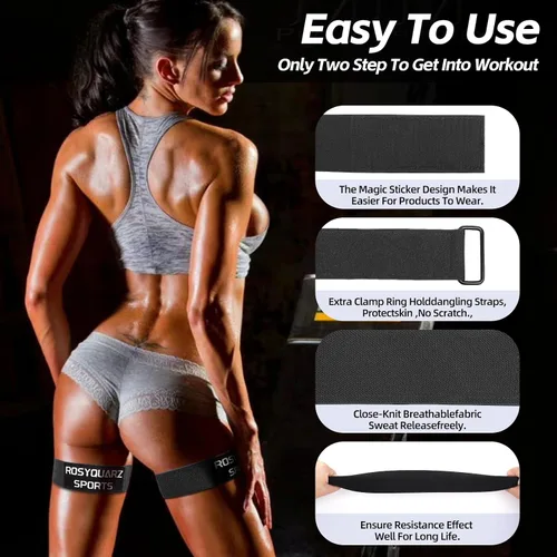 Vista 4 de Booty Bands for Working Out, Blood Flow Restriction Bands for Women/Men, Adjustable Velcro Occlusion Resistance Bands BFR Training Bands for Glutes