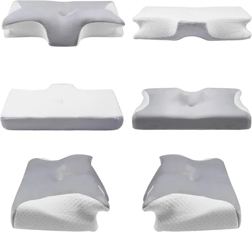 Vista 6 de Almohadas ortopédicas ergonómicas para el dolor de cuello y hombro apnea del sueño mejor dormir espuma viscoelástica soporte profundo cervical