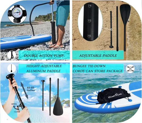 Vista 4 de Tabla de remo inflable (6 pulgadas de grosor) con accesorios y bolsa de SUP de primera calidad, aleta inferior para remo, control de surf, cubierta
