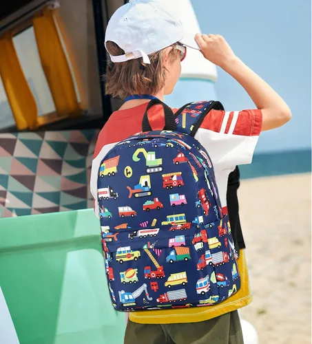 Vista 8 de Mochila preescolar para niños para escuela primaria Camión Marina S Computadora portátil