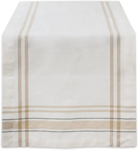 Vista 17 de DII Colección de Mesa de Comedor con Rayas Francesas Estilo Granja Camino de Mesa, 14x108 Pulgadas, Gris Pardo/Negro