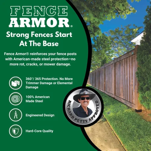 Vista 2 de Fence Armor Protector de Poste de Acero Galvanizado Serie Pro Protección Contra Cortadoras de Hilo y Daños de Equipos de Mantenimiento del Césped
