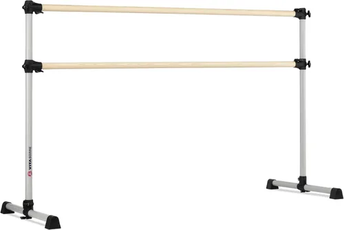 Vista 11 de Barra de ballet portátil independiente doble Vita Barre, Prodigy, de madera Altura ajustable, hecha en EE. UU., equipo de ejercicio para casa