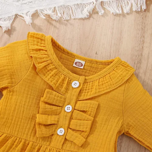 Vista 4 de JOPGEEY Toddler Girl Outfits Baby Girl Denim Jeans Clothes Winter Ruffle Shirt Top Ripped Jeans Pants Set