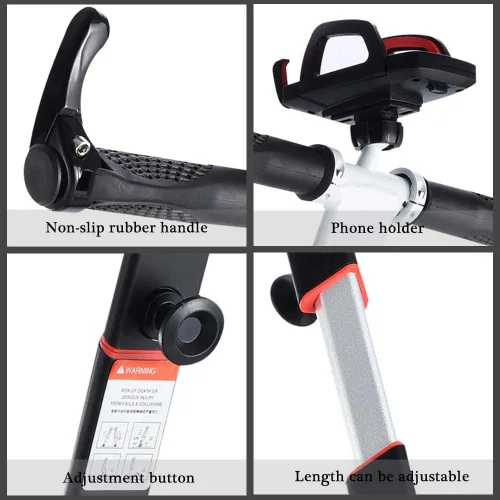 Vista 2 de ToLanbbt Manillar de patinete ajustable para Segway Ninebot Mini PRO con soporte para teléfono, control de palanca de liberación de presión de Negro
