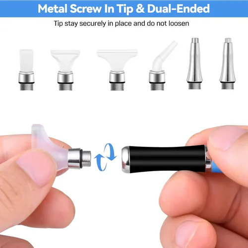 Vista 2 de benote Bolígrafo ergonómico de pintura de diamante con doble punta de rosca de metal de goma, bolígrafo redondo y cuadrado para arte, manualidades