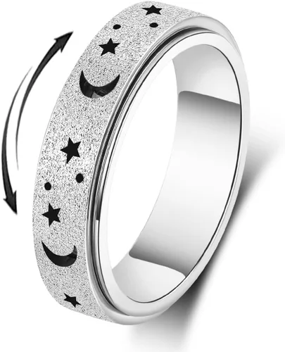 Vista 2 de OreilleStar Anillo giratorio para mujer, Acero inoxidable, oro rosa, titanio, oro, plata