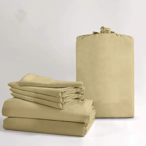 Vista 18 de Juego de sábanas de 100% algodón orgánico certificado real, 6 piezas, 1000 hilos, 1 sábana bajera + 1 encimera + 4 fundas de almohada, se adapta a