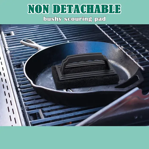 Vista 5 de HaSteeL - Kit de limpieza de 4 piezas, limpiador de parrilla HaSteeL con asa, cepillo de limpieza de parrilla superior plana resistente