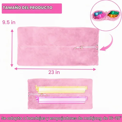 Vista 4 de Mahjong Bolsa de almacenamiento con 4 divisores para estantes Mahjong de 16 Rosa
