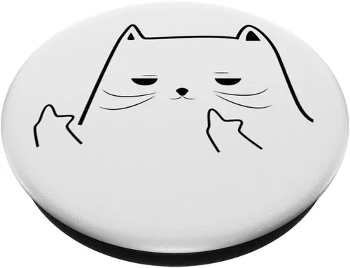Vista 2 de Divertido gato humor medio dedo meme PopSockets intercambiable PopGrip