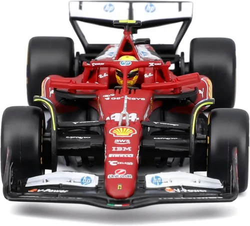 Vista 5 de Bburago 1:43 2025 Ferrari Season Car con casco, Hamilton # 44