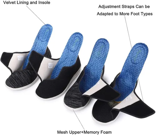 Vista 3 de Elitechoice Zapatos para diabéticos para hombres zapatos para diabéticos de ancho ancho con cierre ajustable ligeros transpirables pies hinchados