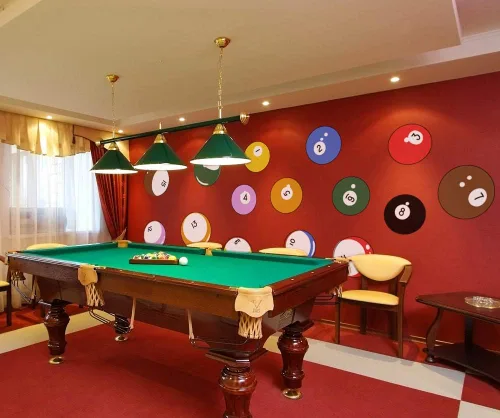 Vista 3 de 15 calcomanías de pared de bolas de billar impresas gráficas para decoración de sala de juegos, arte de pared de vinilo