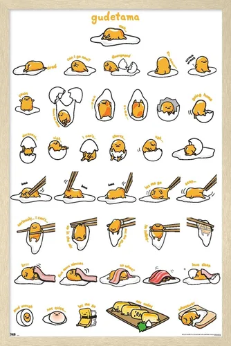 Vista 10 de Trends International - Póster de Gudetama con diseño de cuadrícula, para pared, 14.725 x 22.375 pulgadas, versión con marco de madera tipo granero