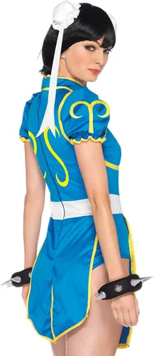 Vista 2 de Leg Avenue Disfraz de ChunLi de Street Fighter para mujer Azul Patchwork