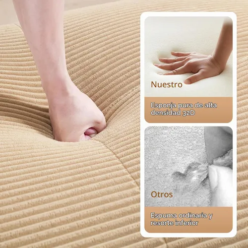 Vista 4 de Sofá moderno de pana en forma de nube de 116 pulgadas con otomana, sofás seccionales modulares grandes sin armazón en forma de L para sala de estar