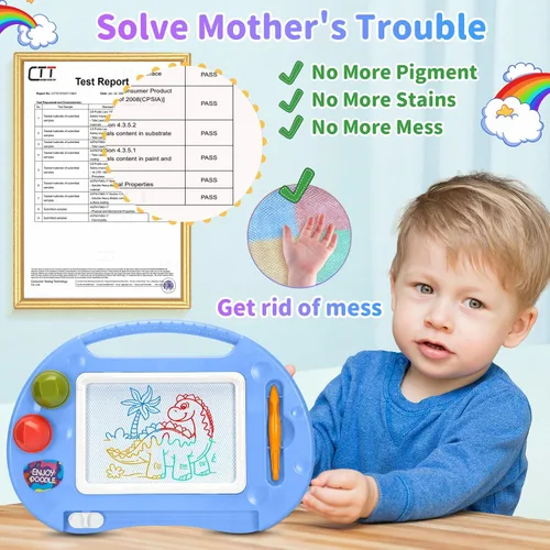 Vista 2 de Juguetes para niños pequeños, juguetes para niños de 1 a 2 años, tablero de dibujo magnético, tablero de garabatos borrable para niños, juguetes